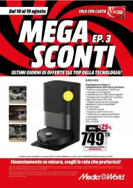 Volantino MediaWorld Pagina 57: Dreame Aspirapolvere Robot e Lavapavimenti X50 Ultra Complete €749,25