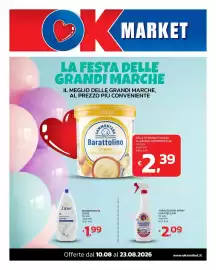 Volantino Ok Market Pagina 1: Sgrassatore spray Chanteclair €2,09, Gelato barattolino classico Sammontana €2,39