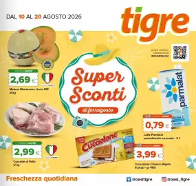 Volantino Tigre Pagina 1: Latte Parmalat parzialmente scremato €0,79, Melone Mantovano Liscio IGP €2,69