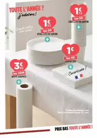 Catalogue Centrakor page 11: Gobelets en carton €1,32, Nappe gaufree €3,85