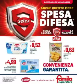 Volantino Famila Superstore Pagina 1: Selex Casa Bella detersivo per lavatrice €4,99, Selex patatine grigliate €0,63