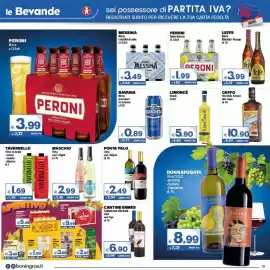 Volantino Boningros Cash and Carry Pagina 13: Peroni Birra lemon €1,99, Tavernello Vino in brick €1,69