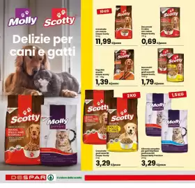 Volantino Despar Pagina 12: Dog stick al pollo Despar Scotty €1,39, Bocconcini in salsa gusti assortiti Despar Scotty €1,79