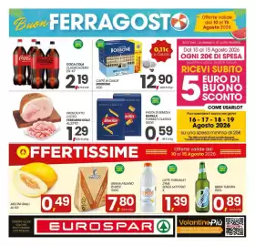 Volantino Eurospar settimana 33 Pagina 1: Caffè in cialde Borbone €12,90, Pasta di semola Barilla formati classici €0,59