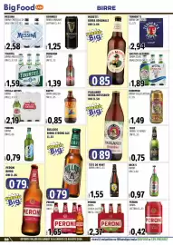 Volantino Big Food Pagina 58: Faxe birra 10 gradi €0,75, Peroni Nastro Azzurro birra zero analcolica €1,89