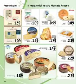 Volantino Spazio Conad Pagina 10: Asiago fresco DOP €0,89, Emmentaler svizzero Dop Switzerland €1,79