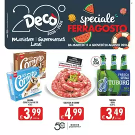 Volantino Decò Local Pagina 1: Algida Cornetto €3,99, Tuborg birra €3,49