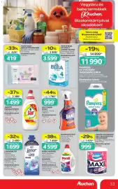 Auchan akciós újság hét 33 Oldal 33: FUNNY BABY NEDVES TÖRLŐKENDŐ €419,00, Pampers Active Baby Nadrágpelenka €11.990,00