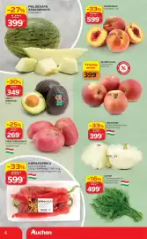 Auchan akciós újság hét 33 Oldal 4: Őszibarack €599,00, Piel de Sapo Sárgadinnye €399,00