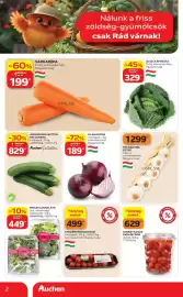 Auchan akciós újság hét 33 Oldal 2: Sárgarépa €199,00, Új kelkáposzta €329,00