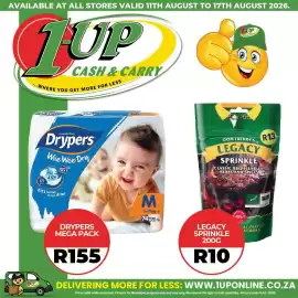 1UP catalogue week 33 Page 2: Oom Freddy's Legacy Sprinkle €10,00, Drypers mega pack €155,00