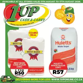 1UP catalogue week 33 Page 4: Huletts White Sugar €57,00, Best bake cake flour €50,00