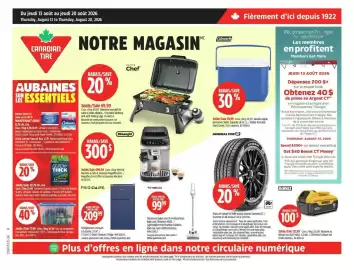 Canadian Tire flyer Page 1: DB0333-26 8 Du jeudi 13 août au jeudi 20 août 2026 Thursday, August 13 to Thursday, August 20