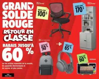 Canadian Tire flyer Page 2: RABAIS/SAVE 170$ LIVING RABAIS/SAVE 60% NOMA LIVING 840 GRAND SOLDE 100 ROUGE RETOUR EN CLASSE
