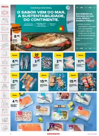 Folheto Continente semana 33 Página 4: Salmão inteiro pequeno €8,99, Carapau pequeno fresco €3,99