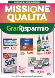 Volantino Gran Risparmio settimana 33 Pagina 1: Peroni birra nastro azzurro €2,09, Soft Multi Polvere Lavatrice €5,25