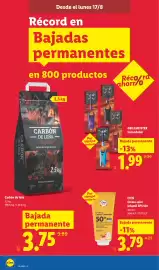 Catálogo Lidl semana 34 Página 24: Carbón de leña vegetal €3,75, Cien crema solar infantil fps 50+ €3,79