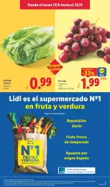Catálogo Lidl semana 34 Página 3: Uva roja €1,99, Lechuga romana €0,99