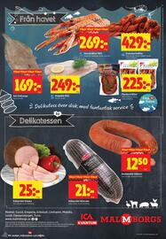 ICA Supermarket reklamblad vecka 33 Sida 12: Källarrökt skinka €25,00, Småländsk lökkorv €12,50