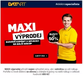Datart leták Strana 1: DATART #elektrospecialista MAXI VÝPRODEJ SLEVOVÉ KUPÓNY V APLIKACI NA DALŠÍ NÁKUP SLEVY až 50% SPVY