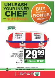 Spar catalogue Page 4: SPAR French, Garlic Chilli or Chicken Polony Assorted €29,99