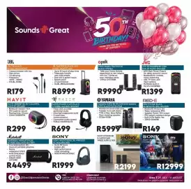 Sounds Great catalogue Page 5: YAMAHA NSF51 BLACK FR/CEN/SUR €5.999,00, Razer 32JBL-PBSTAGE320BK €8.999,00