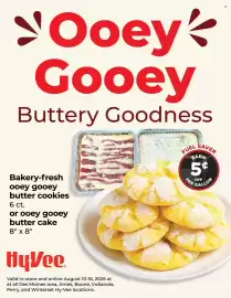 Hy-Vee weekly ad week 33 Page 1: HyVee bakery-fresh ooey gooey butter cookies or ooey gooey butter cake
