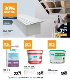 GAMMA folder Pagina 10: Knauf betokontakt €39,19, Knauf filler pasta €19,99