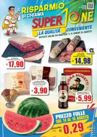 Volantino SuperOne Pagina 1: Picancha di bovino adulto €17,90, Salame nostrano intero Zecchini €14,98