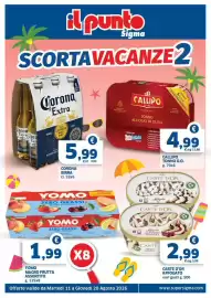 Volantino Il Punto Sigma Pagina 1: Corona birra €5,99, Carte d'Or Affogato €2,99