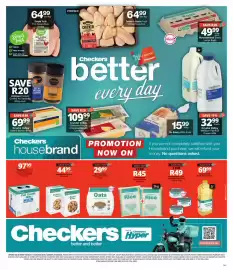 Checkers catalogue Page 1: Housebrand Parboiled White Rice €45,00, Housebrand Full Cream Milk €97,99