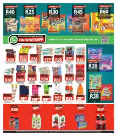 Checkers catalogue Page 7: Lourensford Still/Sparkling Natural Spring Water €1,00, Housebrand Dairy Blend Concentrate €26,00