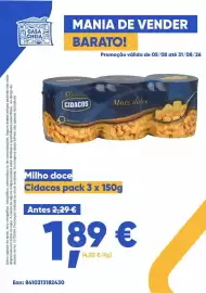 Folheto Casa Cheia Página 1: Milho doce Cidacos pack 3 x 150g €1,89