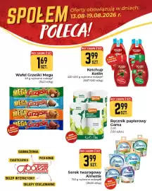 Społem Częstochowa gazetka tydzień 33 Strona 3: Wafel Grześki Mega Orzechowe €1,69, Ketchup Kotlin Łagodny €3,99