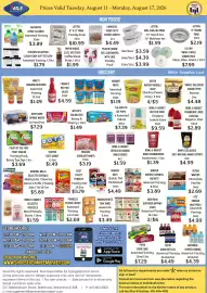 Seven Mile Market circular week 33 Page 2: Frank's red hot sauce €4,59, Pepsi soda cans assorted variety €7,29