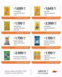 Catálogo El Milagro Mayorista semana 33 Página 18: Pampa blanca poroto alubia €1.199,00, Yariguarenda lentejas €2.999,00
