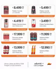 Catálogo El Milagro Mayorista semana 33 Página 8: Piamontesa panceta salada €17.999,00, Don gino salame milán €11.999,00