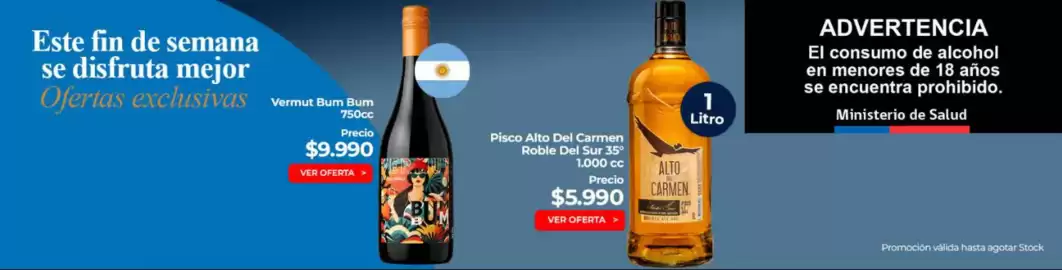 Catálogo Supermercado Diez Página 1: Vermut bum bum €9.990,00, Carmen - pisco alto del €5.990,00