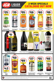 IGA Liquor catalogue Page 2: Bundaberg Campfire Rum Premix €27,00, Mcguigan Black Label Range or Yellowglen NV Range €9,00