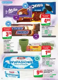 Dino gazetka tydzień 33 Strona 42: Lody na patyku Oreo €4,89, Lody baton Snickers €3,79