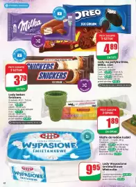 Dino gazetka tydzień 33 Strona 42: Lody na patyku Oreo €4,89, Lody baton Snickers €3,79