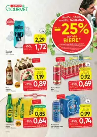 SPAR Gourmet Flugblatt Seite 2: Birra Moretti Bier €1,19, Schwechater Bier €0,92