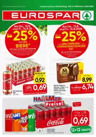 Eurospar Flugblatt Seite 1: Eskimo Magnum Mandel €8,99, Coca-Cola Cola €0,69