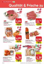 Eurospar Flugblatt Seite 2: S Budget Spare-Ribs €8,99, Tann Frankfurter €6,99