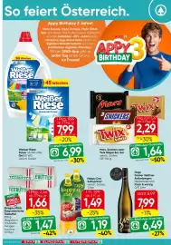 Spar Flugblatt Seite 7: Mars, Snickers oder Twix Riegel €2,29, Pinzgau Milch Österreichische Teebutter €1,66