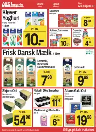 ABC Lavpris tilbudsavis uge 33 Side 1: Allans Guld Ost €19,98, Frisk Dansk Mælk €7,98