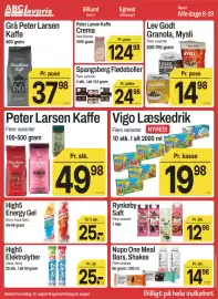 ABC Lavpris tilbudsavis uge 33 Side 10: Nupo One Meal Bars, Shakes €14,98, Peter Larsen Kaffe €49,98