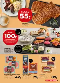 SuperBrugsen tilbudsavis uge 33 Side 13: Burger Boost (original, smoky twist eller sliders) €42,00, Gøl pølser €89,00