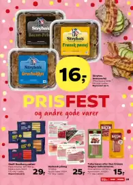 SuperBrugsen tilbudsavis uge 33 Side 33: Steff Houlberg pølser €29,00, Tulip bacon / Den Grønne Slagter kalkunbacon €15,00