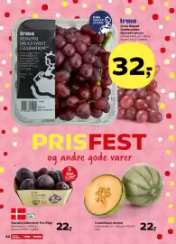 Kvickly tilbudsavis uge 33 Side 25: Irma Sweet Celebration kernfri druer €32,00, Danske blommer fra Fejø €22,00